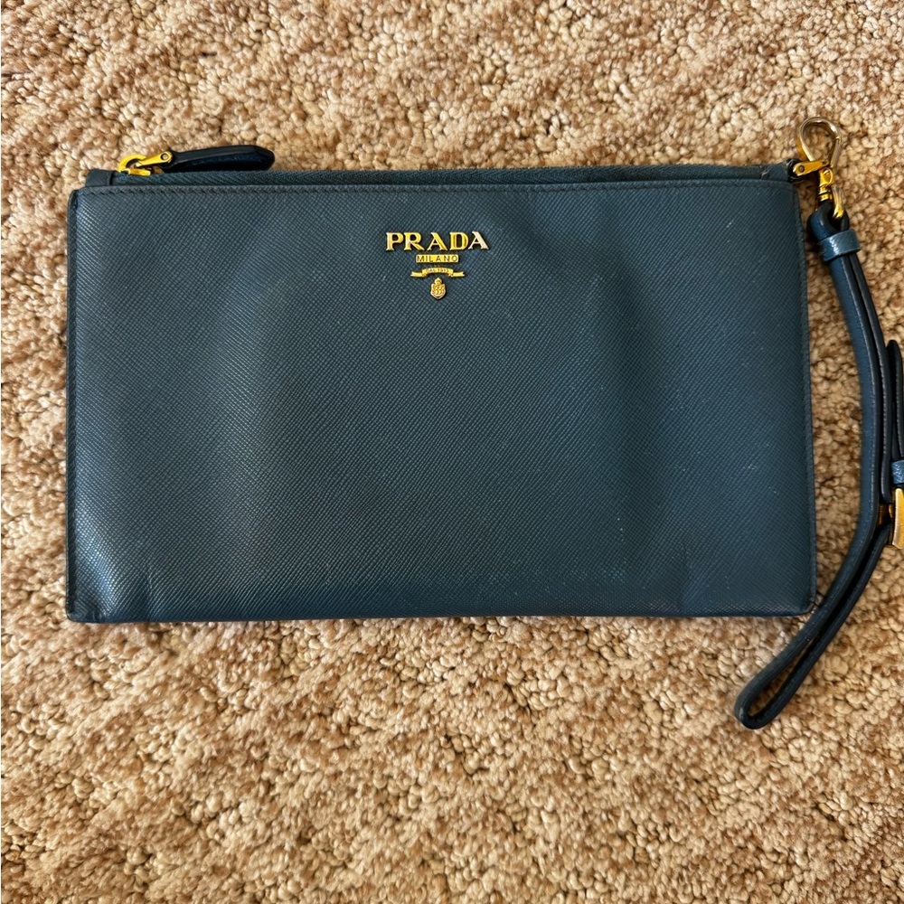 PRADA LEATHER WRISTLET WALLET
